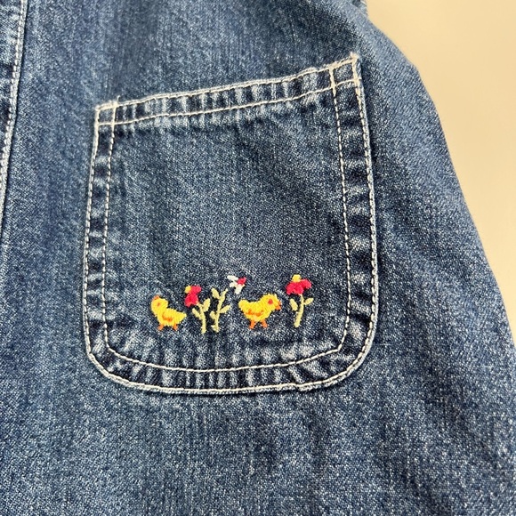 Vintage Cherokee Denim Skirtall Chicken Farm Theme Overalls 12M Baby Girl - Picture 5 of 7